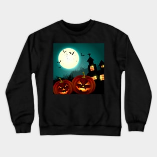 Haunted House and Pumpkins Crewneck Sweatshirt